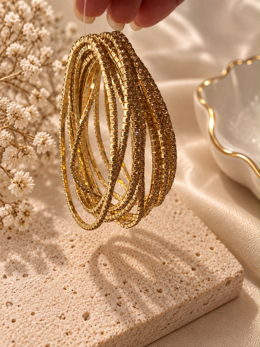 Bracciale Tennis Elastico Gold