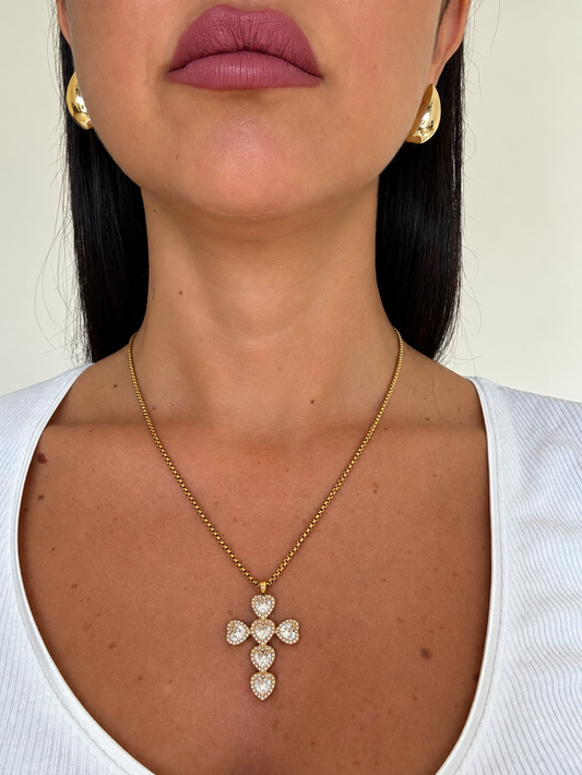 Collana croce cuore